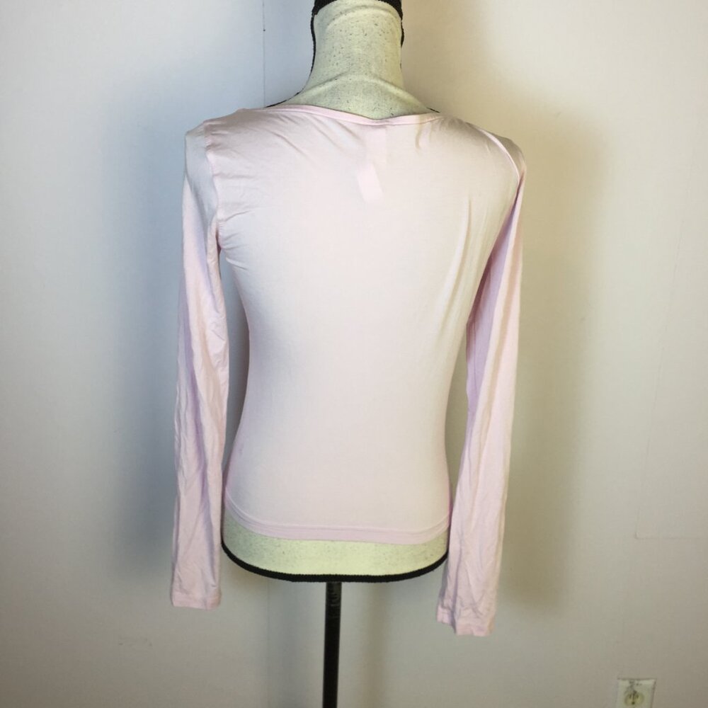 Lululemon Shirt Top Sz M Woman Pink Modal Silk Blend V-Neck Long Sleeve Athletic - Picture 3 of 14